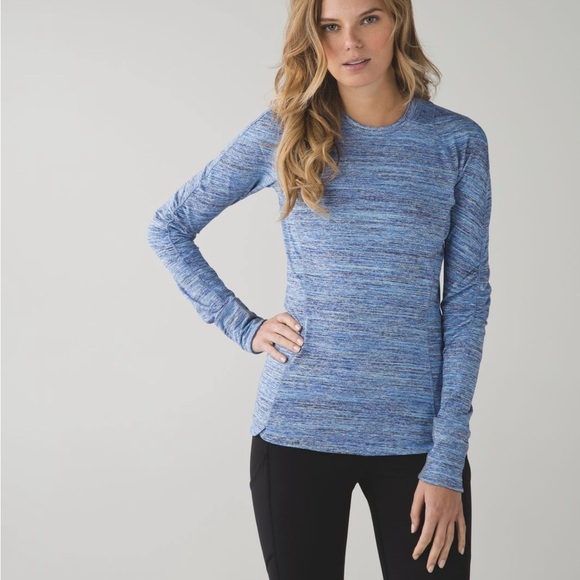 Lululemon Runderful Long Sleeve Spacedye Camo Caspian Blue sz 8 - Picture 2 of 13